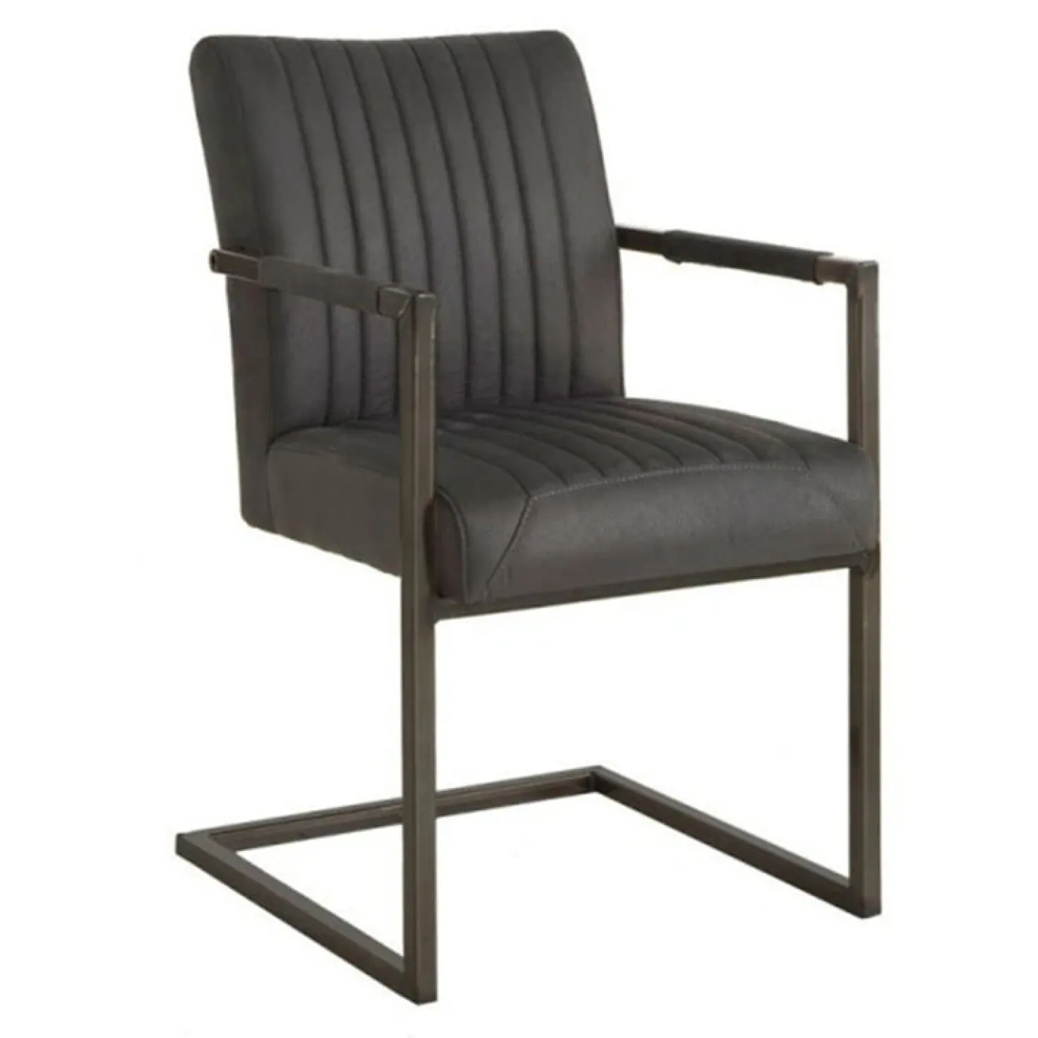 Ferro Eetkamerstoel armleuning microvezel antraciet 52cm