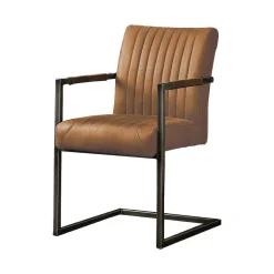 Ferro Eetkamerstoel armleuning microvezel lichtbruin 52cm