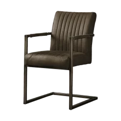 Ferro Eetkamerstoel armleuning microvezel donkerbruin 52cm