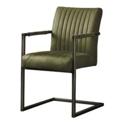 Ferro Eetkamerstoel armleuning microvezel groen 52cm
