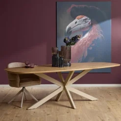 Ferry Eettafel Deens Ovaal Naturel Eiken met zand poot 210 cm