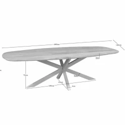 Ferry Eettafel Deens Ovaal Naturel Eiken met zand poot 280 cm
