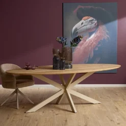 Ferry Eettafel Ovaal Naturel Eiken met zand poot 210 cm