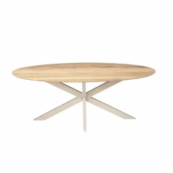 Ferry Eettafel Ovaal Naturel Eiken met zand poot 210 cm