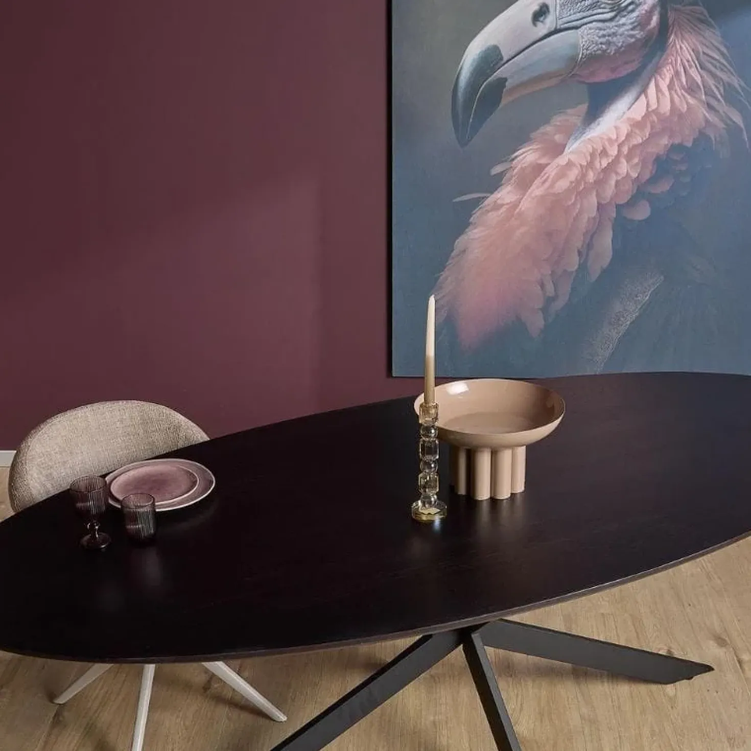 Ferry Eettafel Ovaal Zwart Eiken 180 cm