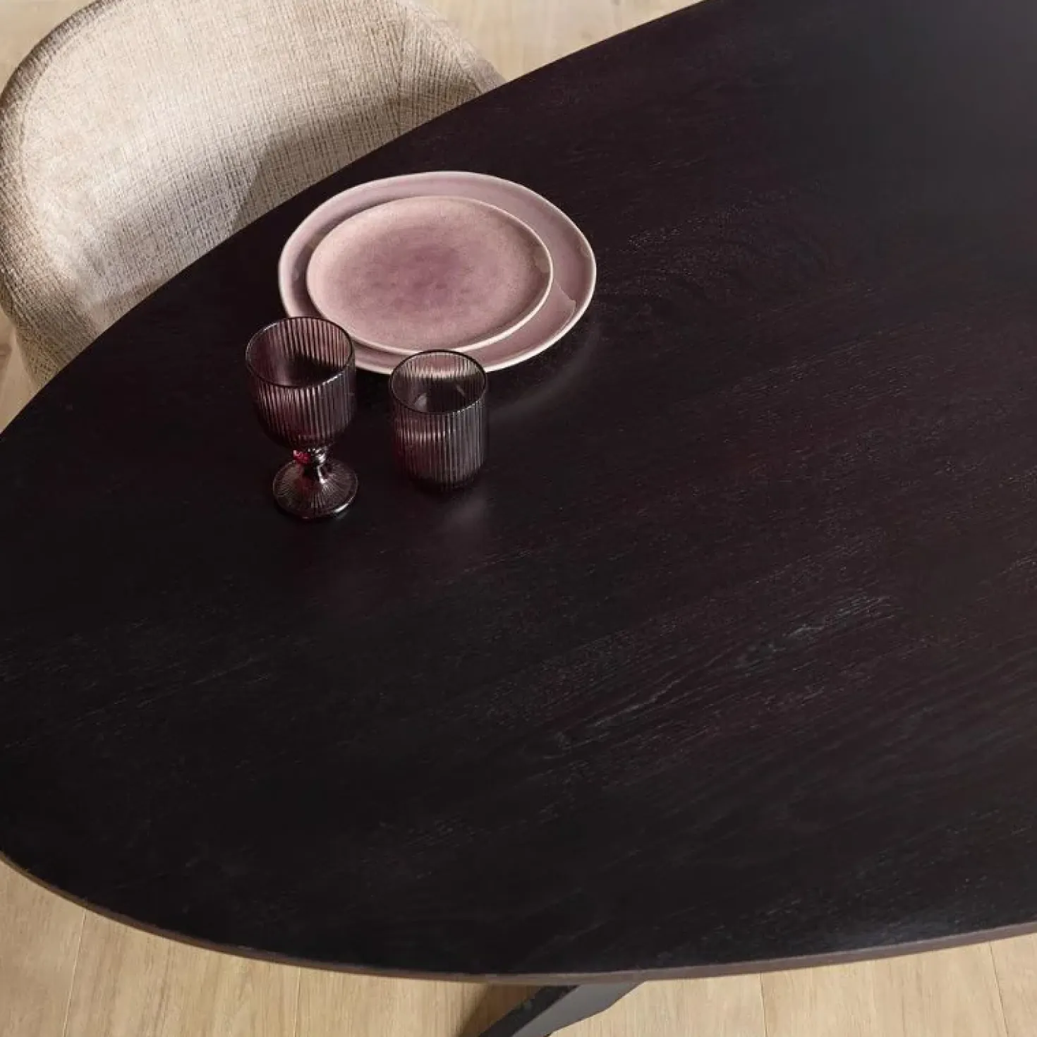 Ferry Eettafel Ovaal Zwart Eiken 180 cm