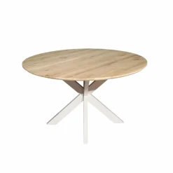 Ferry Eettafel Rond Naturel Eiken met zand poot 130 cm
