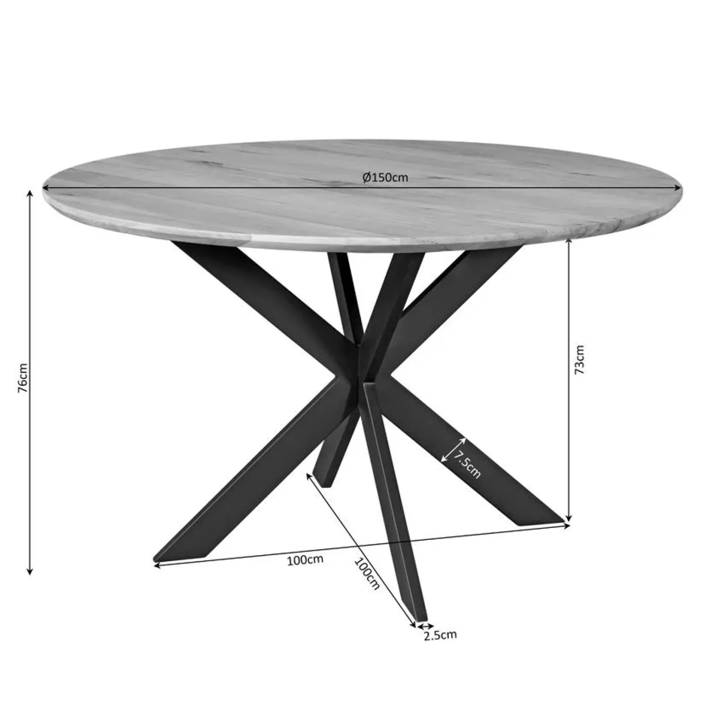 Ferry Eettafel Rond Naturel Eiken 150cm