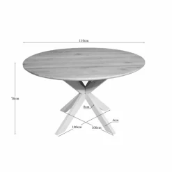 Ferry Eettafel Rond Naturel Eiken met zand poot 110 cm