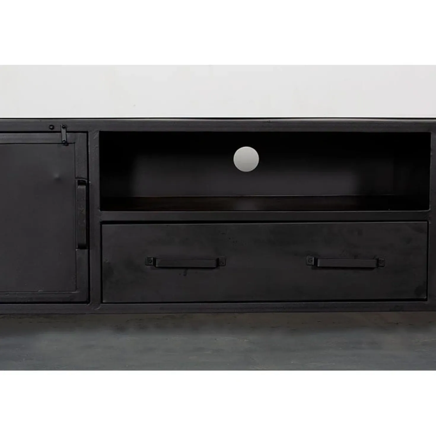 Figue tv meubel industrieel zwart metaal 240cm
