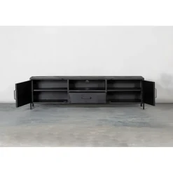 Figue tv meubel industrieel zwart metaal 200cm