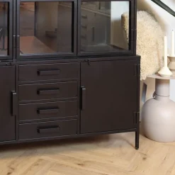 Figue vitrinekast hoog zwart 136cm