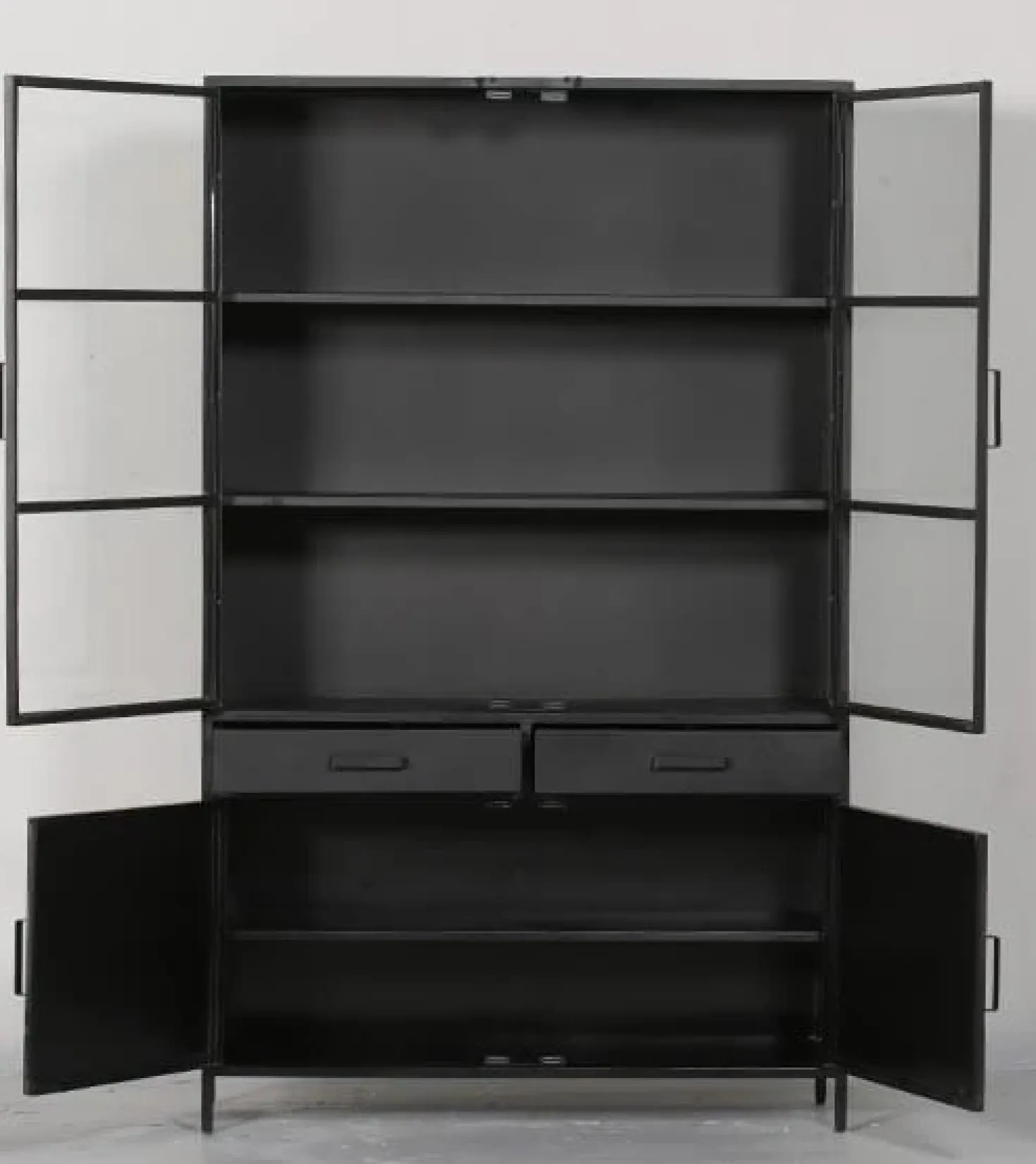Figue vitrinekast industrieel zwart 120cm