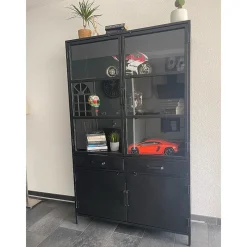 Figue vitrinekast industrieel zwart 120cm