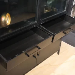 Figue vitrinekast industrieel zwart 120cm