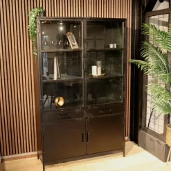 Figue vitrinekast industrieel zwart 120cm