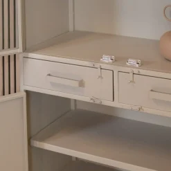 Figue vitrinekast industrieel taupe binnenkant 90cm