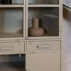 Figue vitrinekast industrieel taupe binnenkant 90cm