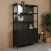 Figue vitrinekast industrieel zwart zijkant glas 120cm