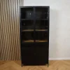 Figue vitrinekast industrieel zwart / houten planken 90cm