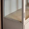 Figue vitrinekast industrieel taupe binnenkant zijkant glas 120cm