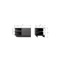 Finca Tv meubel rond links grenen zwart 78cm