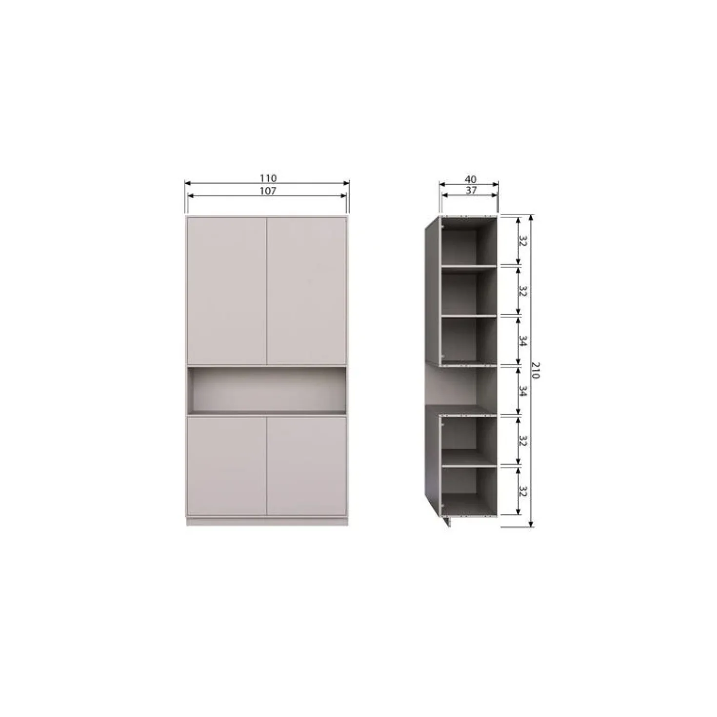 Finca Wandkast grenen grijs 110cm