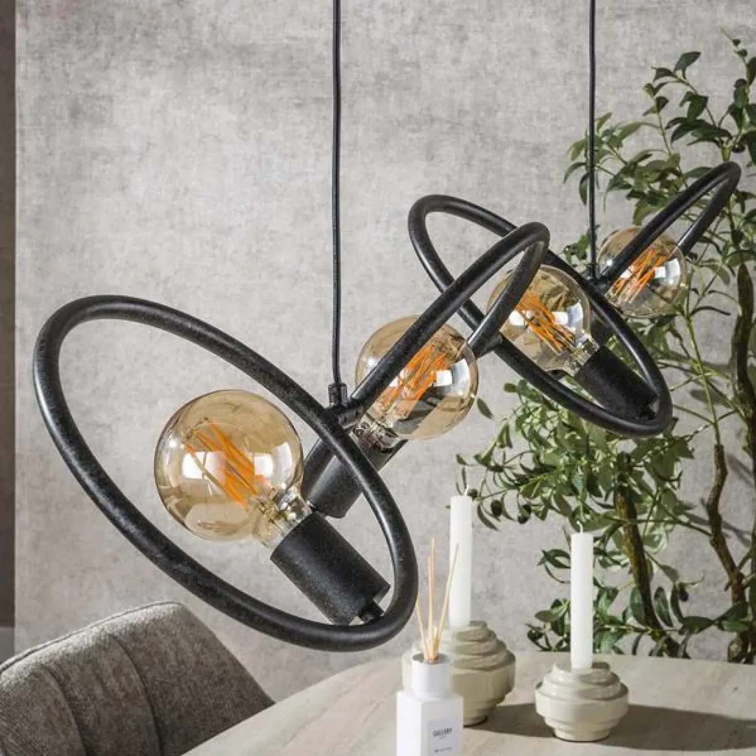 Finn 4-lichts Hanglamp Artic zwart