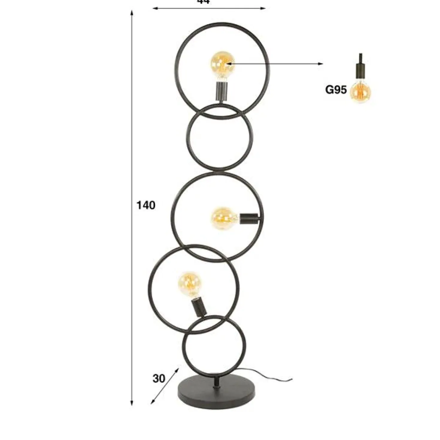Finn 3-lichts Vloerlamp Artic zwart