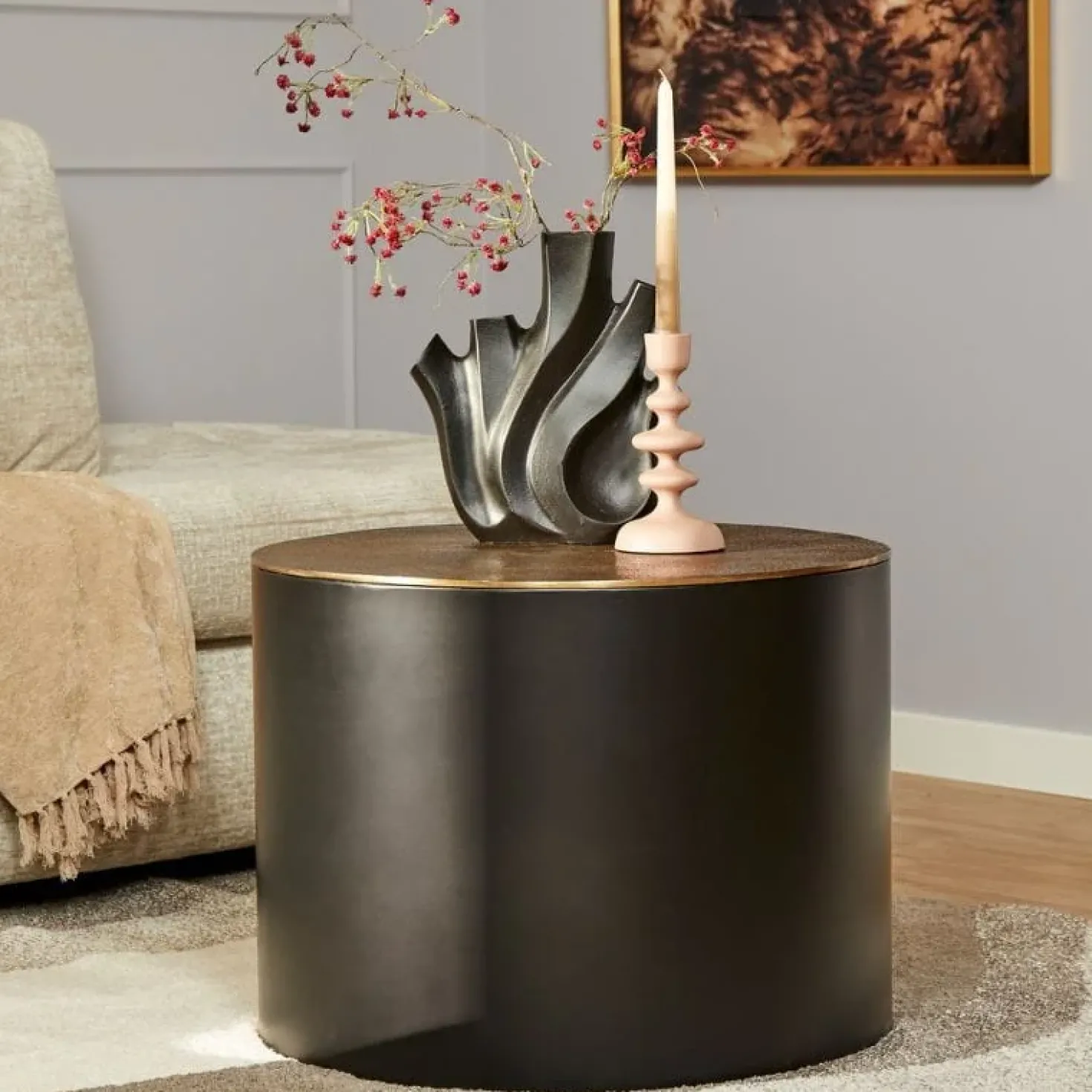 Fiona salontafel zwart goud 60cm