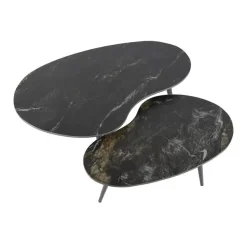 Fira Salontafel set van 2 Niervorm Zwart Keramiek
