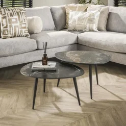 Fira Salontafel set van 2 Organisch Zwart Keramiek