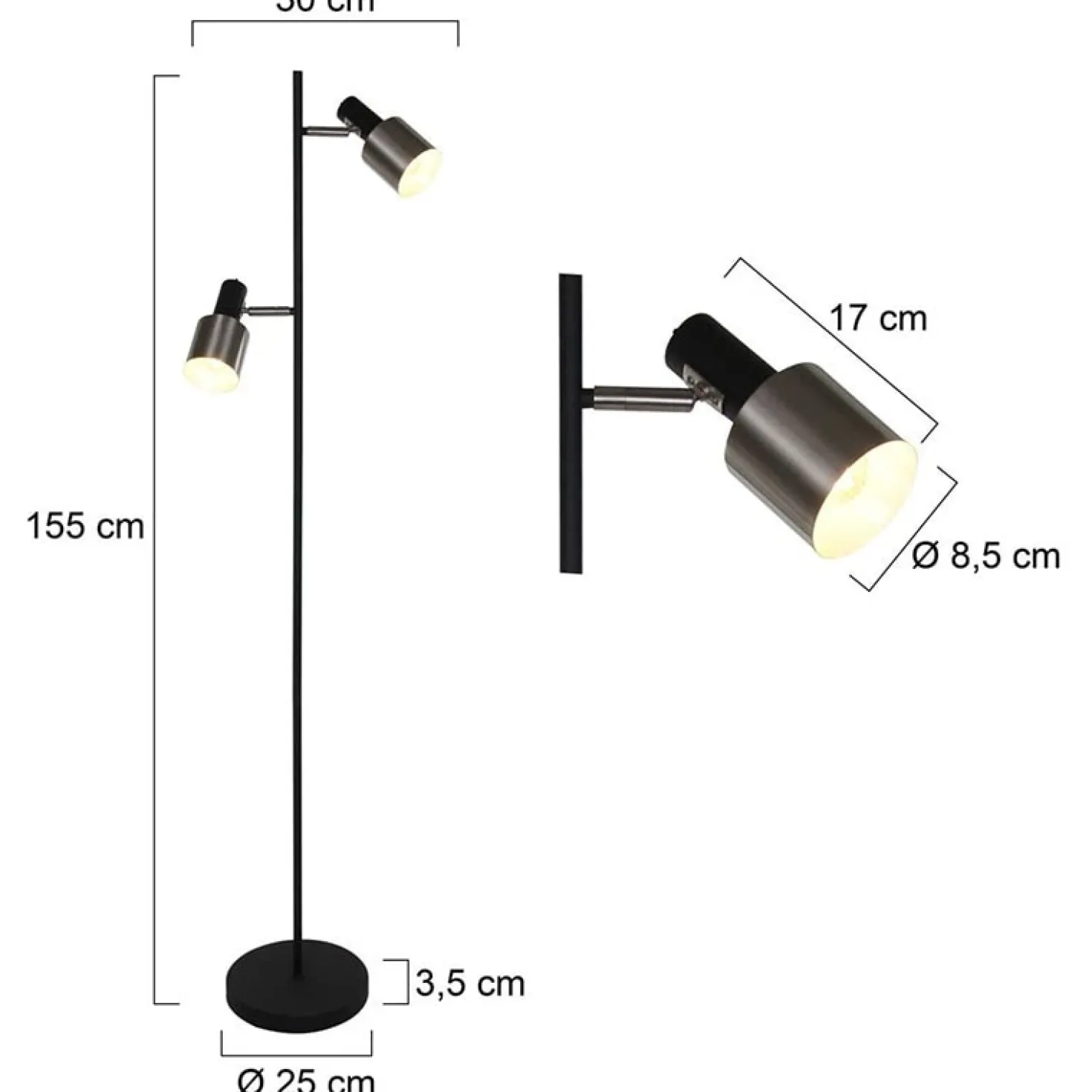 Fjorgard vloerlamp 2-lichts zwart