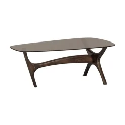Flash Salontafel mangohout/glas walnoot 110cm