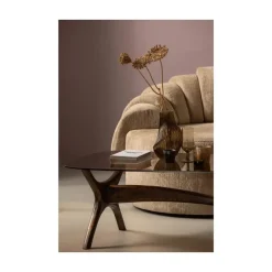 Flash Salontafel mangohout/glas walnoot 110cm