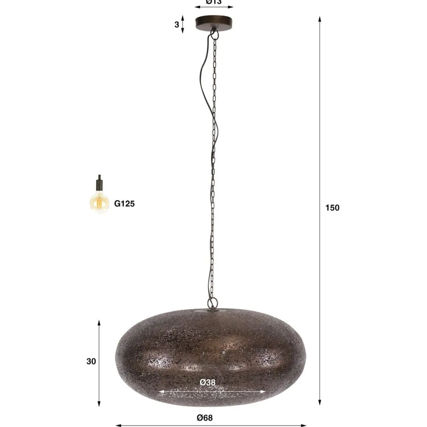 Florida 1-lichts Hanglamp koper 68cm