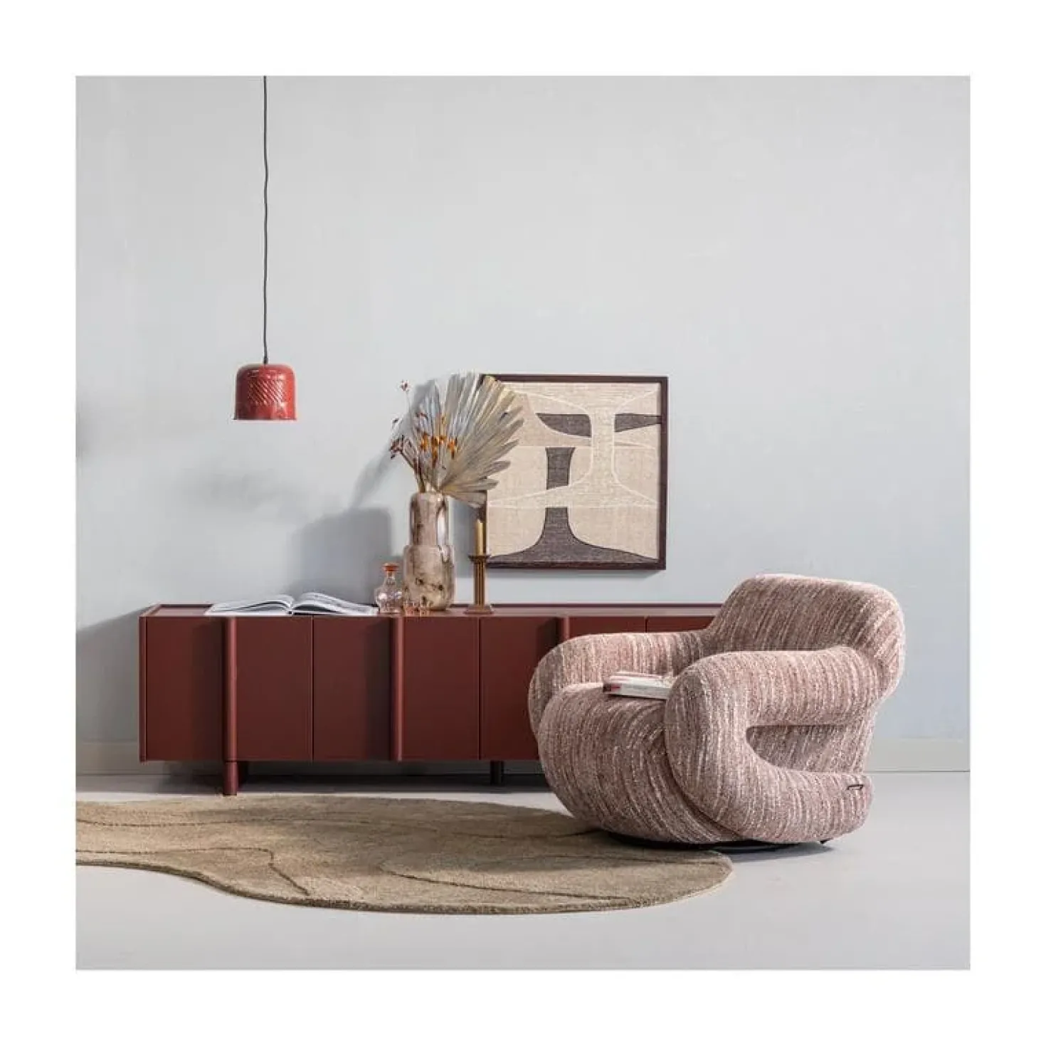 Folke Fauteuil chenille oudroze melange