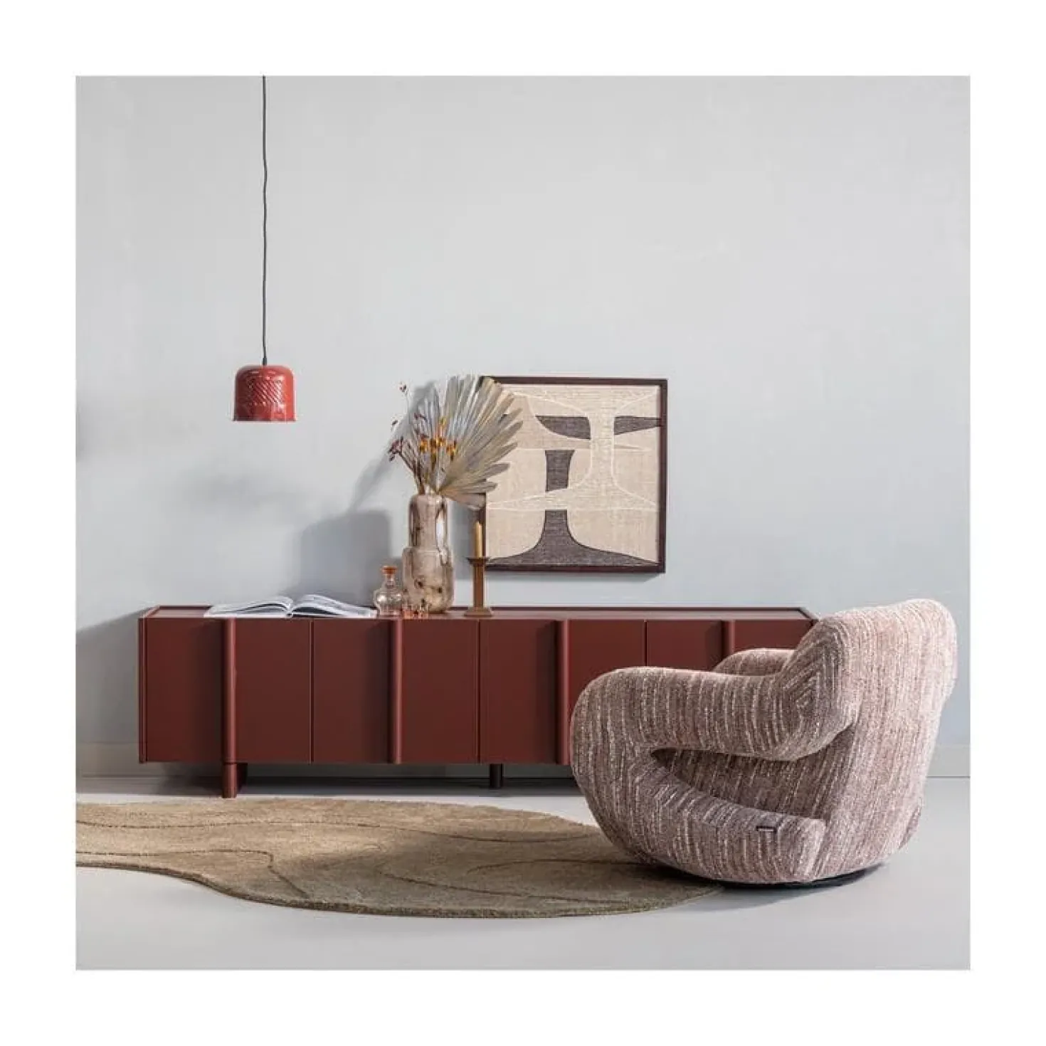 Folke Fauteuil chenille oudroze melange