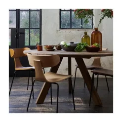 Form Eetkamerstoel hout met metalen poot naturel