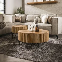 Francis Salontafel set van 2 rond Mangohout
