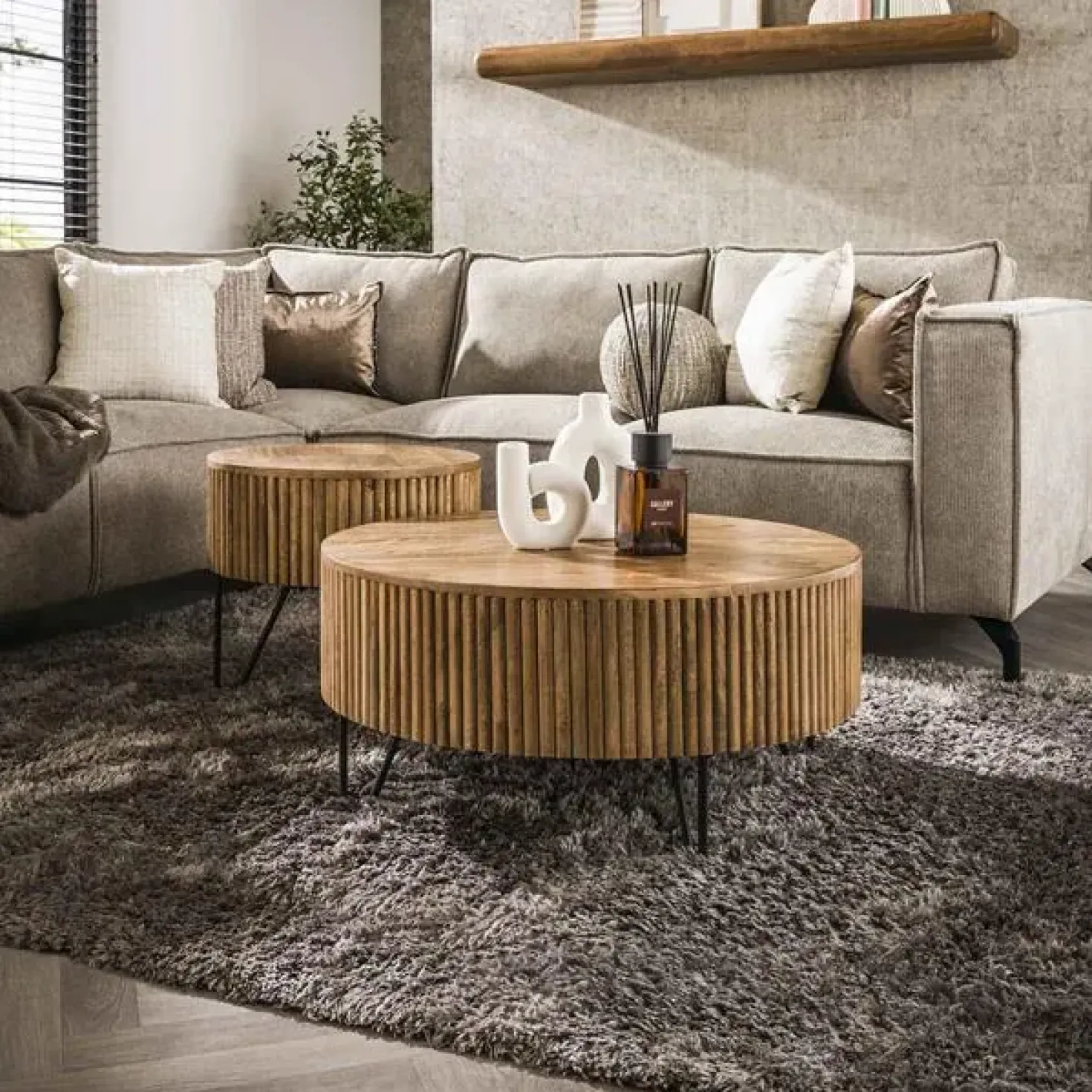 Francis Salontafel set van 2 rond Mangohout