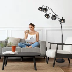 Gabriella 5-lichts Booglamp Smoke Glas