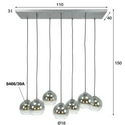 Galsa 7-lichts hanglamp industrieel