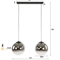Galsa 2-lichts Hanglamp XL smoke zwart