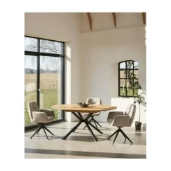 Gerard uitschuifbare ronde eettafel naturel 120-170cm