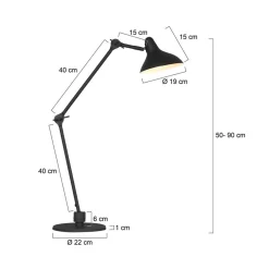 Gijs 1-lichts Bureaulamp Zwart