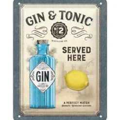 Gin Tonic Served Here - metalen bord