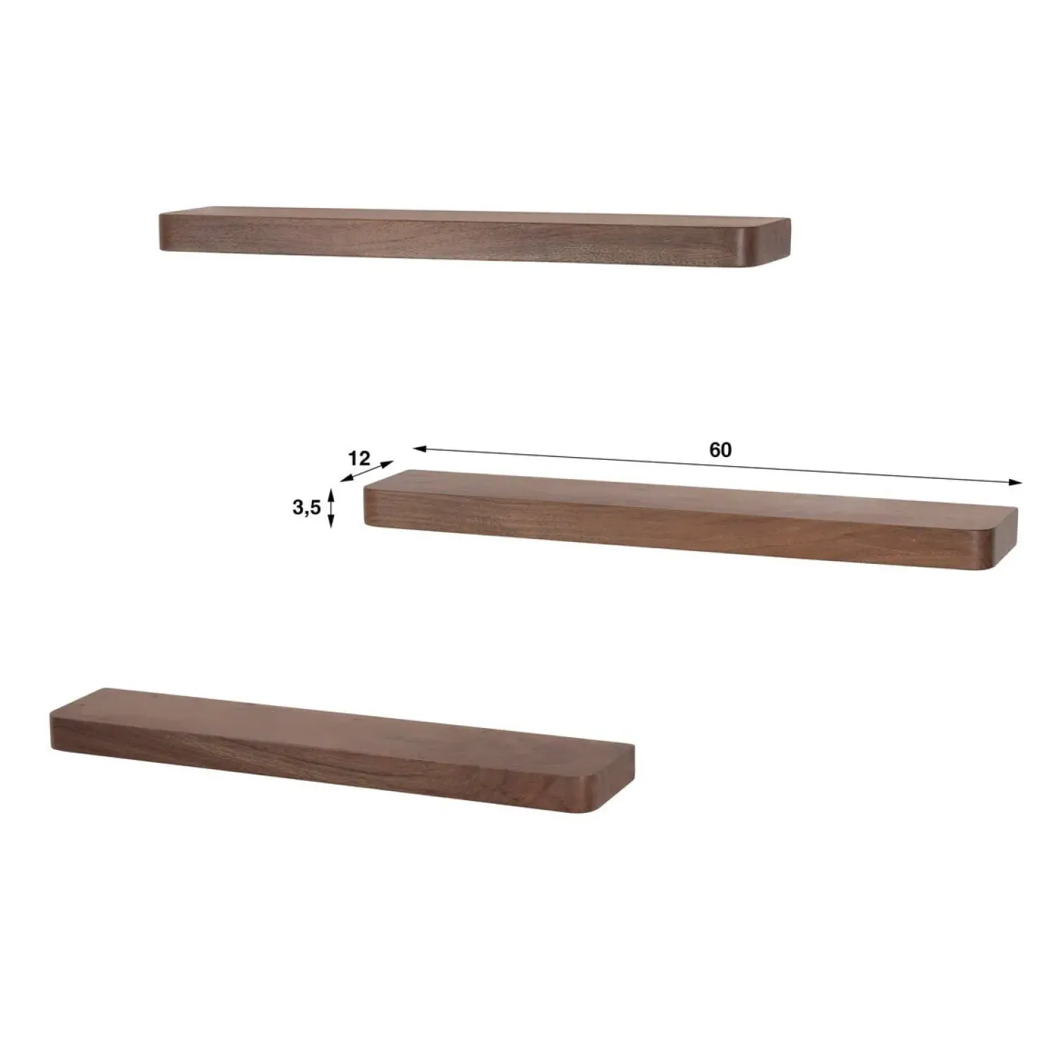 Giorgia Wandplank Acaciahout set van 3 60cm