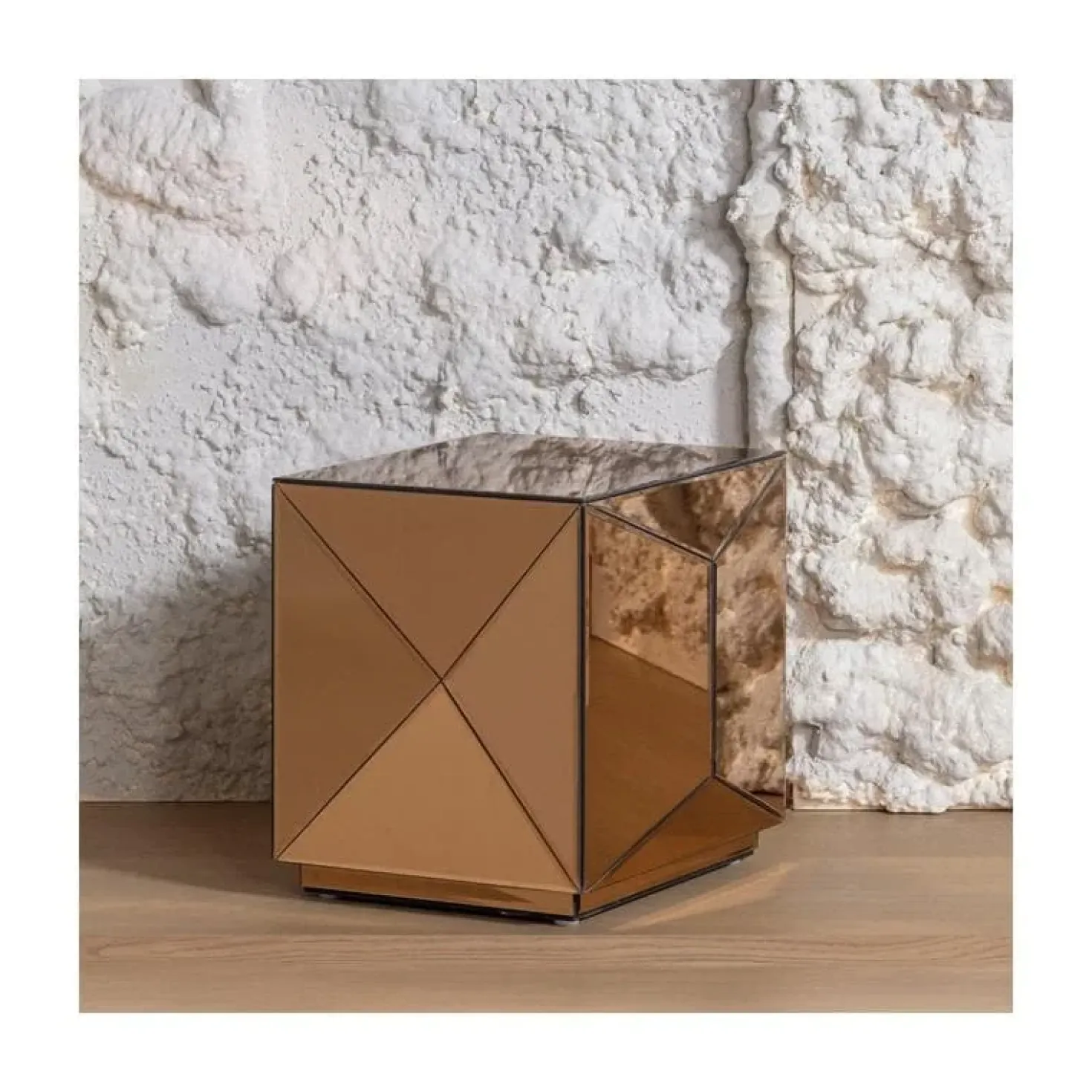 Glintz Bijzettafel Spiegelglas Bruin 40cm