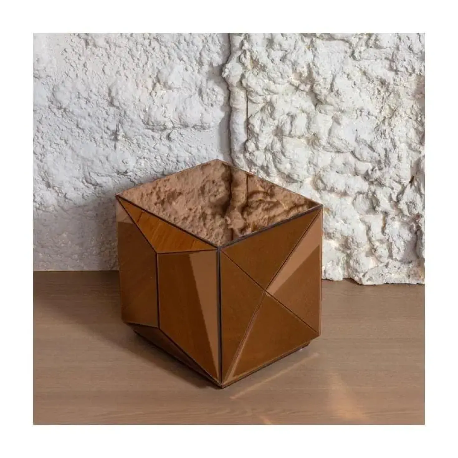 Glintz Bijzettafel Spiegelglas Bruin 40cm